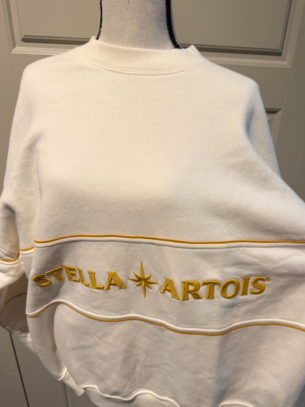 Abercrombie & Fitch Cream Crewneck Sweater with Gold Embroidery